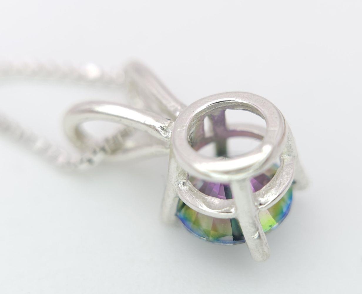 A Rainbow Moissanite Pendant on a 925 Silver Necklace. 1cm and 42cm. Comes with a GRA certificate. - Image 4 of 8