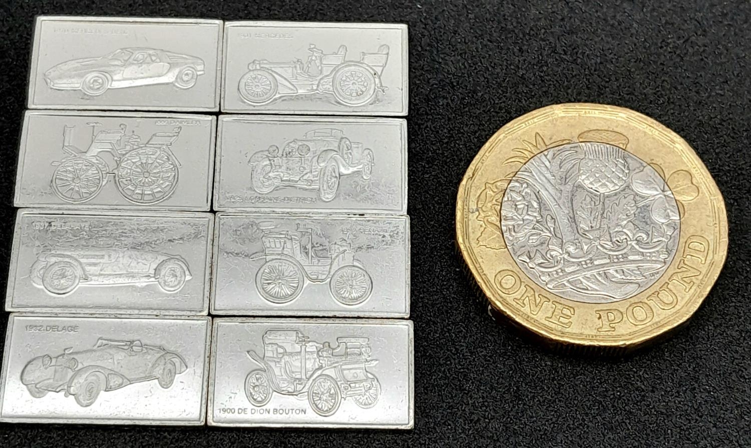 A SELECTION OF 8 STERLING SILVER EUROPEAN CAR MANUFACTURER PLAQUES DAIMLER, MERCEDES-BENZ, DE DION - Image 2 of 3