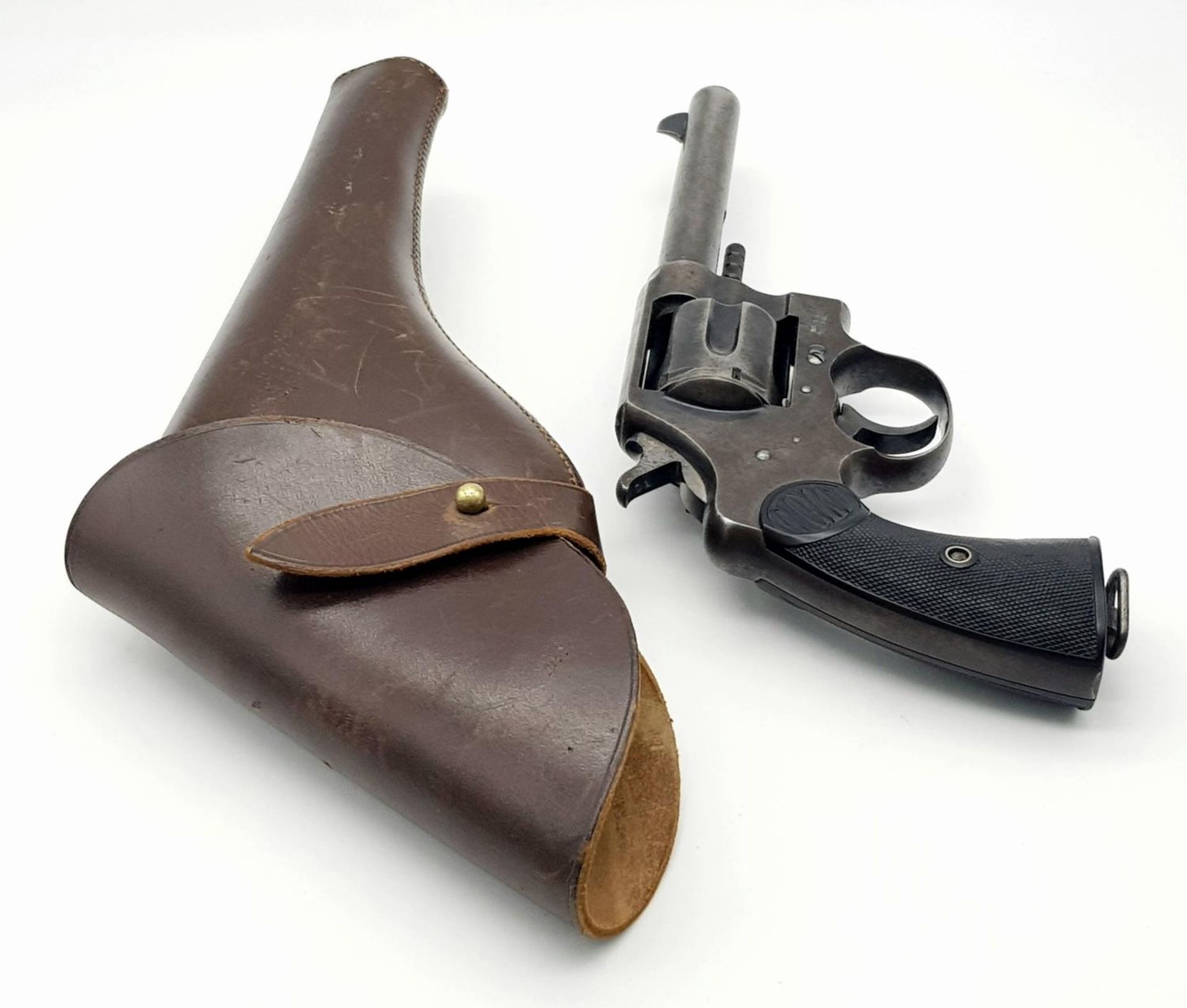A Rare WW1 Deactivated Colt Revolver with Leather Holster. These British contract Colt revolvers - Image 2 of 11
