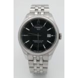 A Tissot Powermatic 80 Gents Watch. Stainless steel bracelet and case - 41mm. Black dial with date