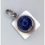 A 14ct white gold (tested as) lapis lazuli pendant, 1.1g , 10cm x 17cm. ref: BM06