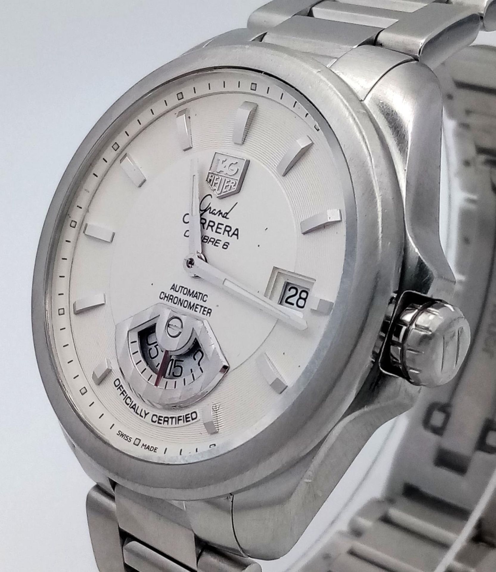 A Tag Heuer Grand Carrera Automatic Gents Watch. Stainless steel bracelet and case - 41mm. White - Bild 3 aus 8