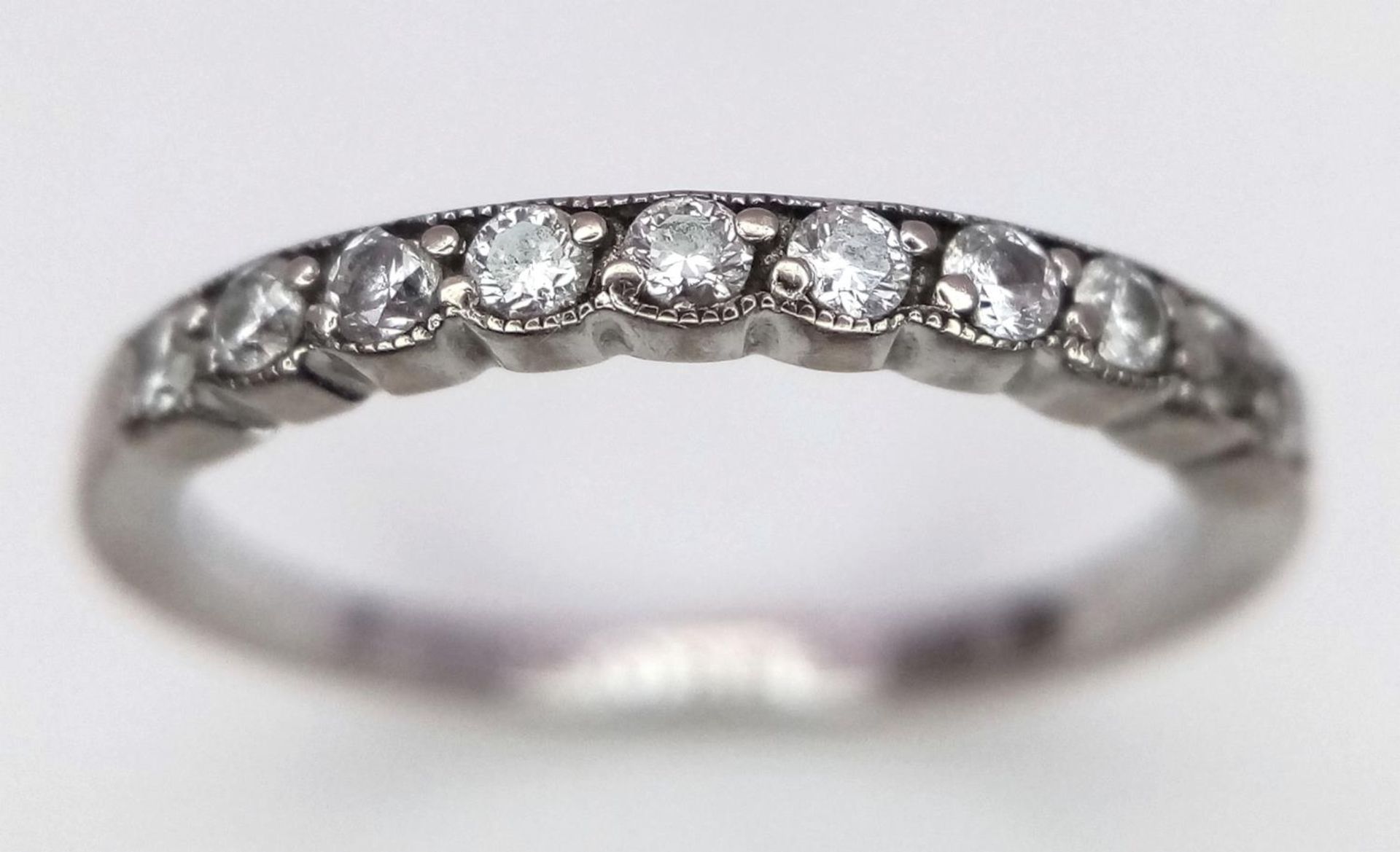 A Brown's Designer 18K White Gold and Diamond Half Eternity Ring. Size M. Comes with a Browns box. - Image 2 of 6