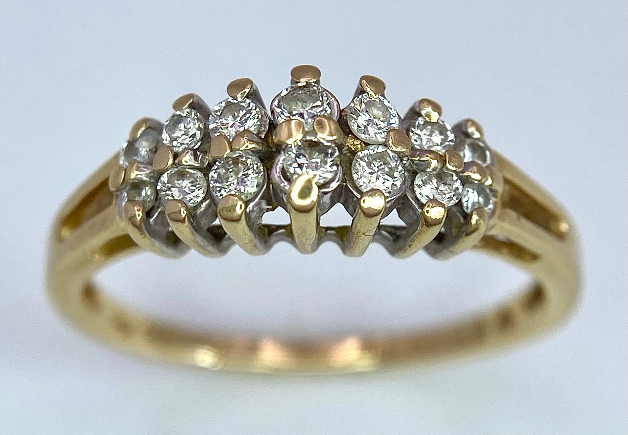 A 9K YELLOW GOLD DIAMOND BAND RING 3.1G SIZE P 1/2. SC 9067