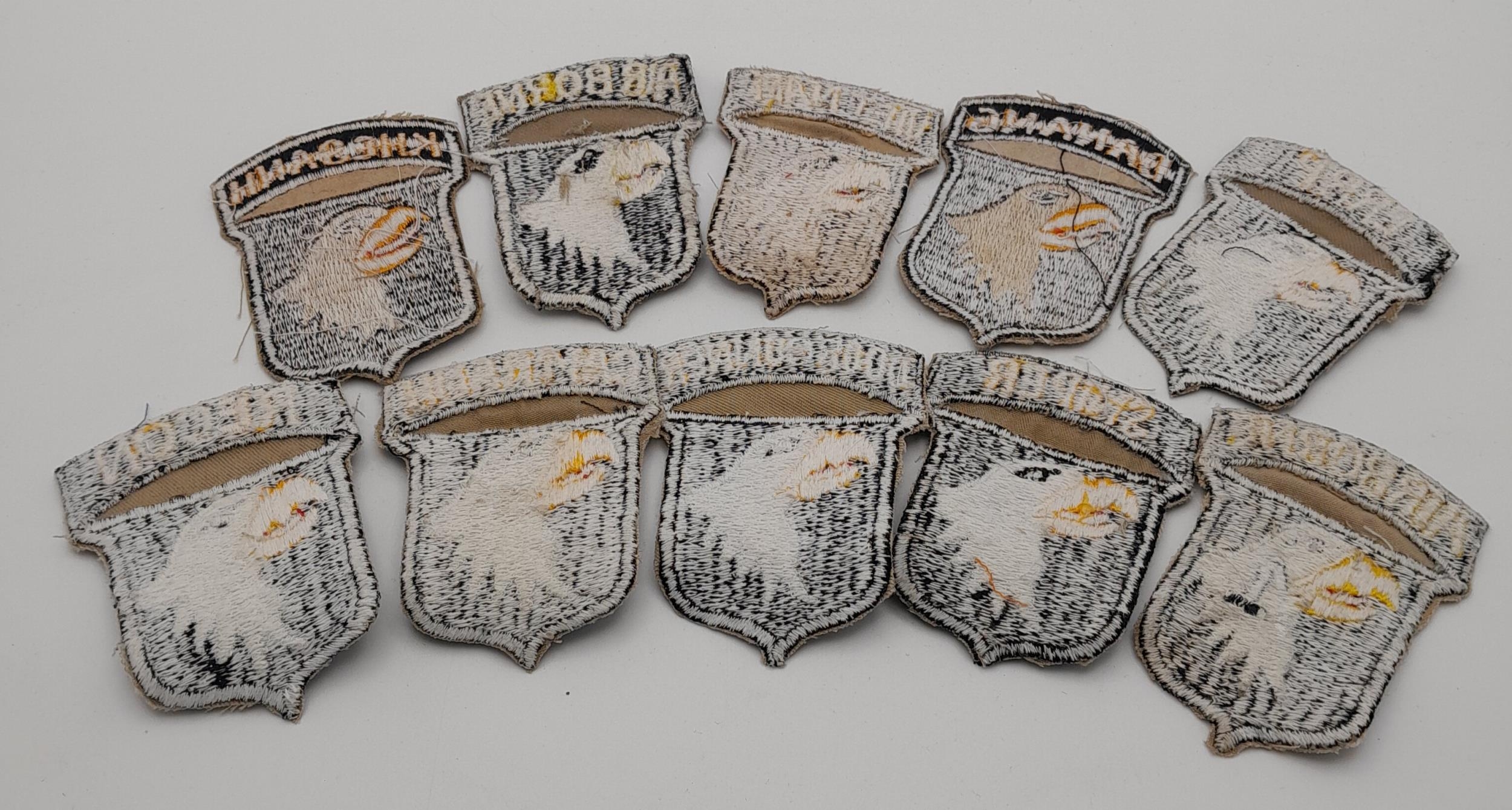 Set of 10 Different Vietnam War Era 101st Airborne Patches In Country Made. - Bild 2 aus 2