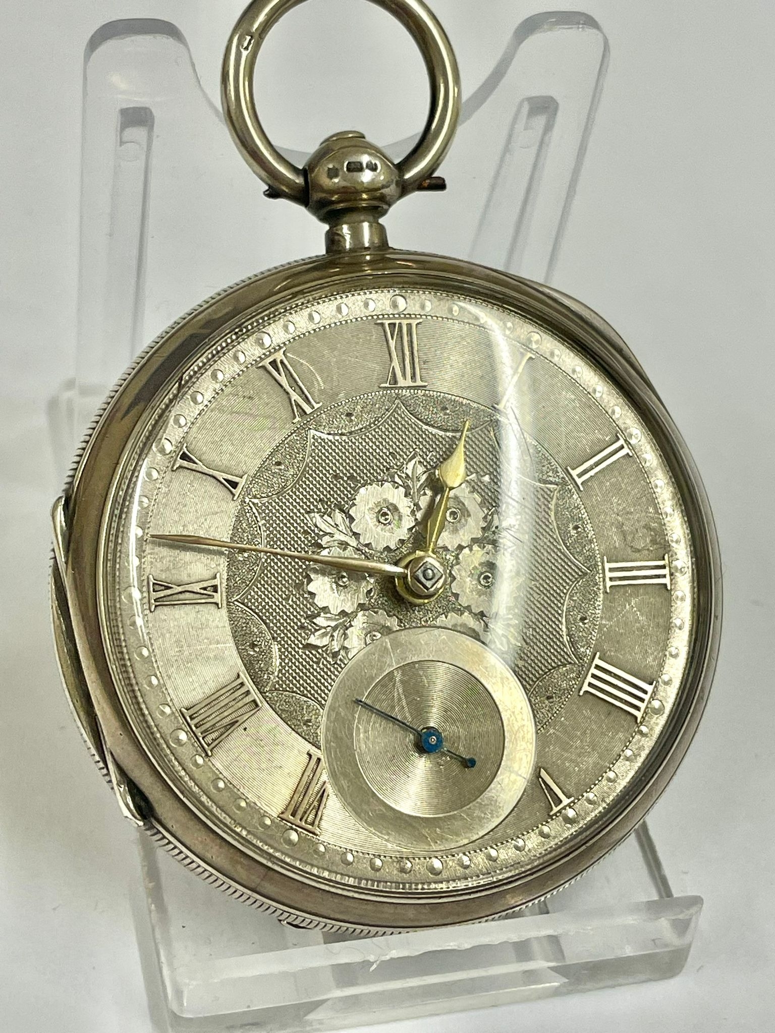 An Antique gents silver pocket watch, as found.