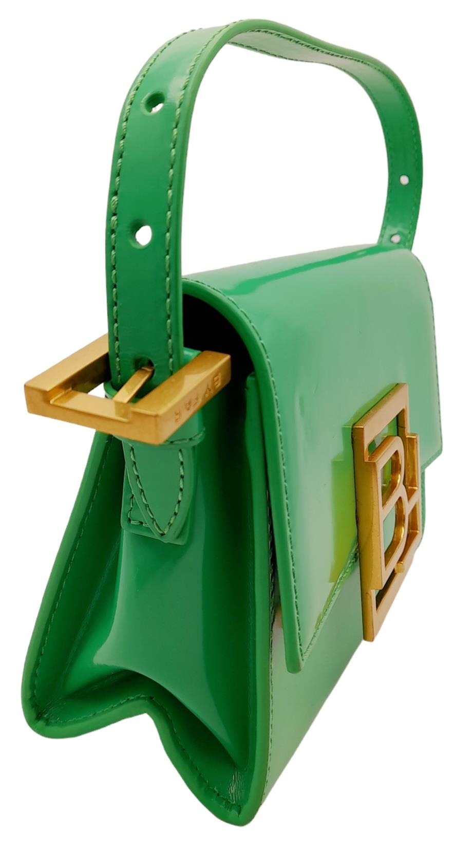 A By Far Patent Green Leather Hand/Shoulder Bag. Gilded hardware. Adjustable straps. In very good - Image 3 of 6