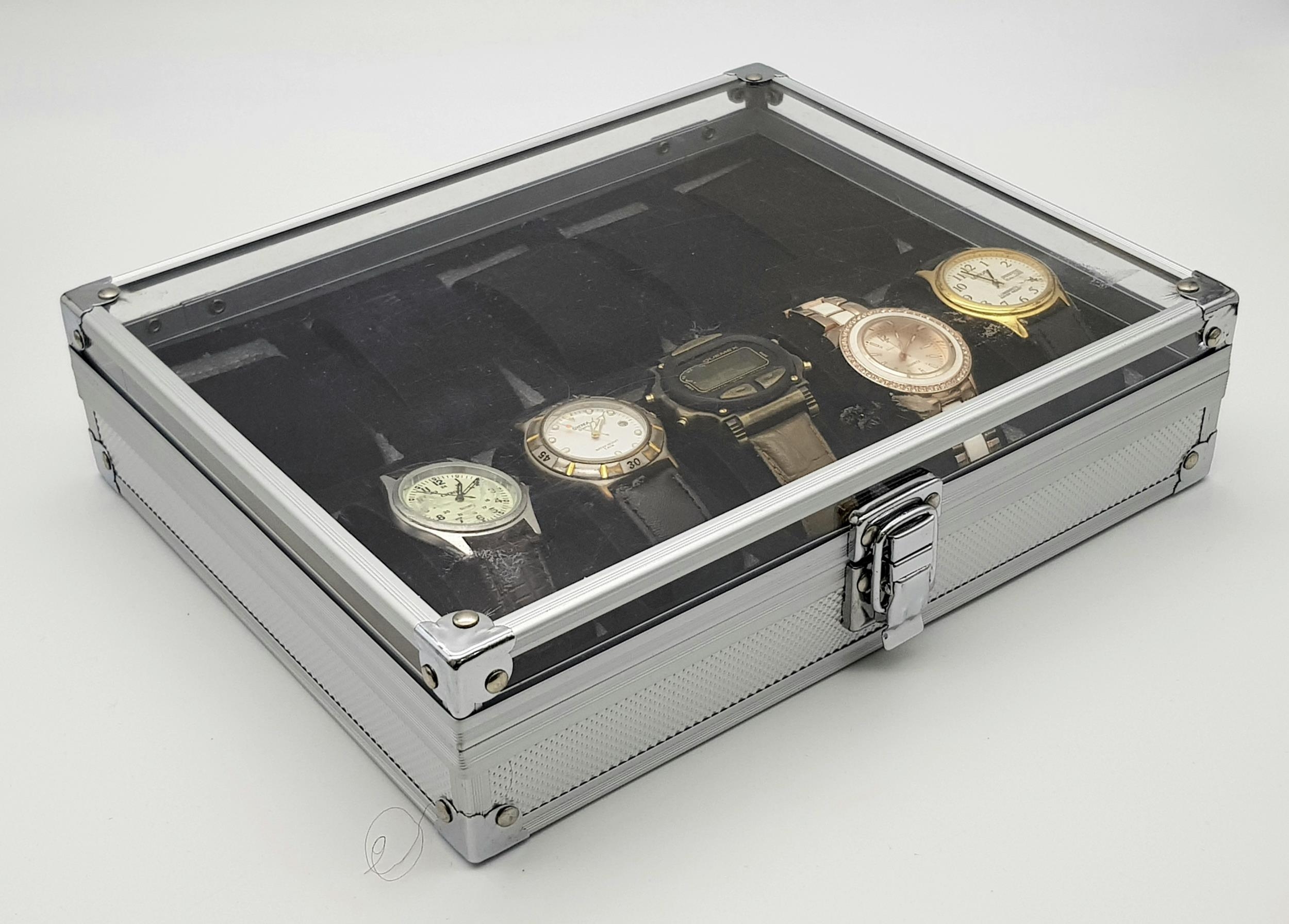 A Parcel of Five Vintage and Later Quartz Watches in Aluminium 10 Watch Travel Case; Comprising; - Image 6 of 6