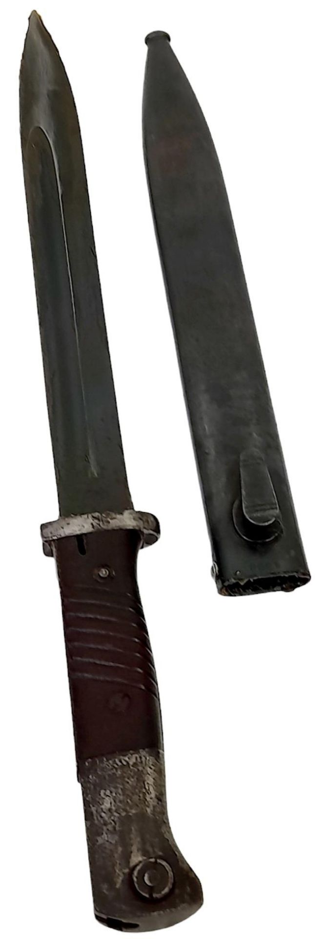 WW2 German Mauser K-98 Bayonet. Small field repair to the throat, a small rivet has replaced the - Bild 2 aus 5