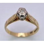 A Vintage 18K Yellow Gold Diamond Solitaire Ring. Size L. 2.41g total weight. Full UK hallmarks.