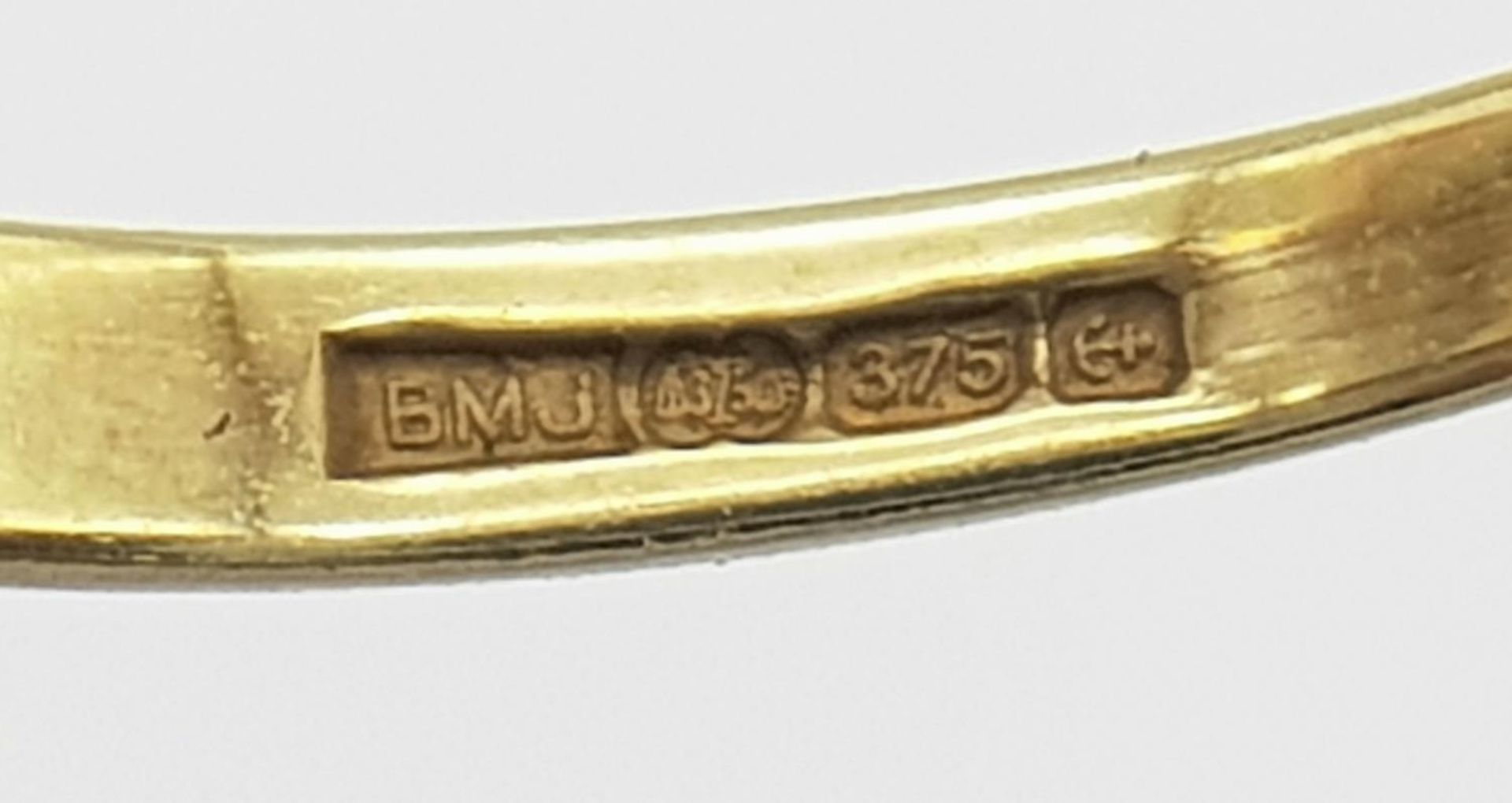 A 9K YELLOW GOLD GEMSTONE SET DEAREST RING 1.4G SIZE O. SC 9007 - Bild 5 aus 5