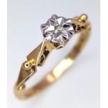 A 9K YELLOW GOLD DIAMOND SOLITAIRE RING 2G SIZE O 1/2. ref: SPAS 9029