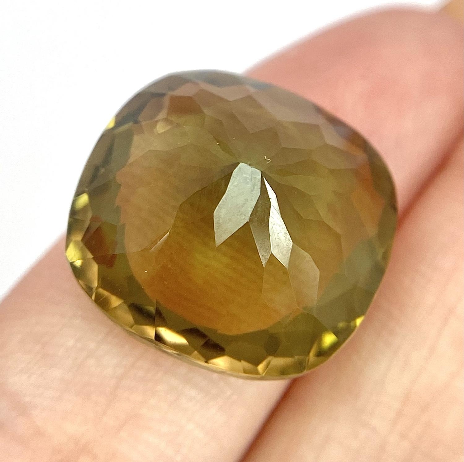 A 19ct Pale Green Prasiolite Gemstone. Cushion cut. No visible marks or inclusions. No certificate - Image 4 of 4