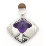 An 18K White Gold Bulgari Pyramid Amethyst Pendant. 5cm. 15.5g total weight. Ref: 016532