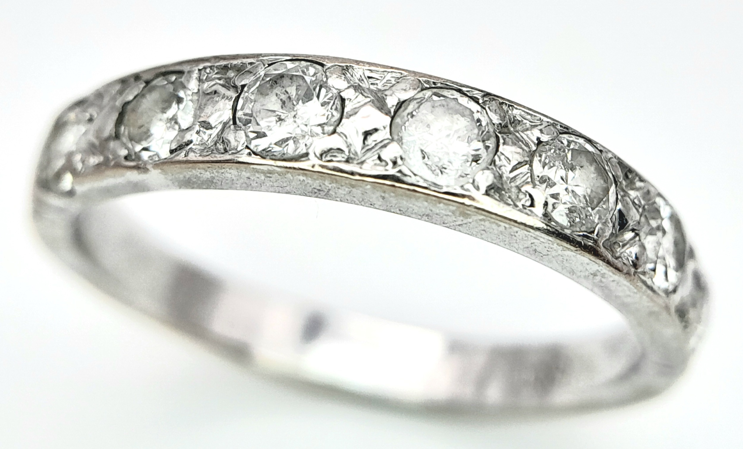 AN 18K WHITE GOLD DIAMOND BAND RING. 0.50CT. 3.2G. SIZE O. - Image 2 of 6