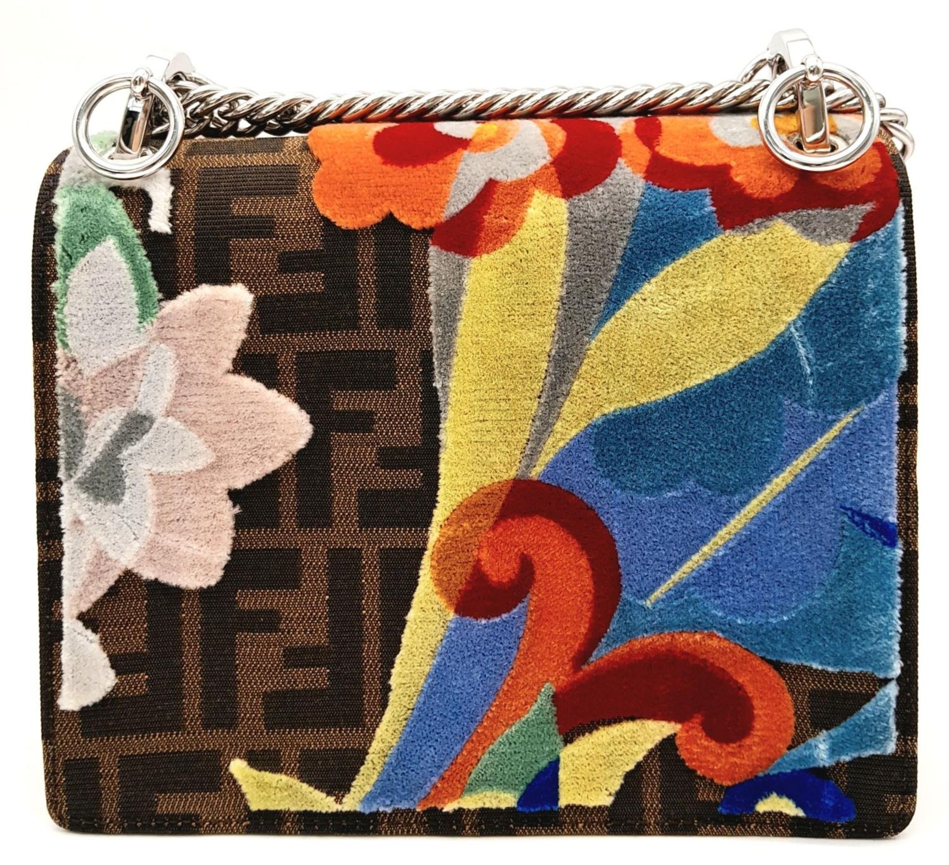 A Fendi Red Vitello Liberty Zucca Floral Kan I Crossbody Bag. Leather, canvas and carpet - Image 3 of 12
