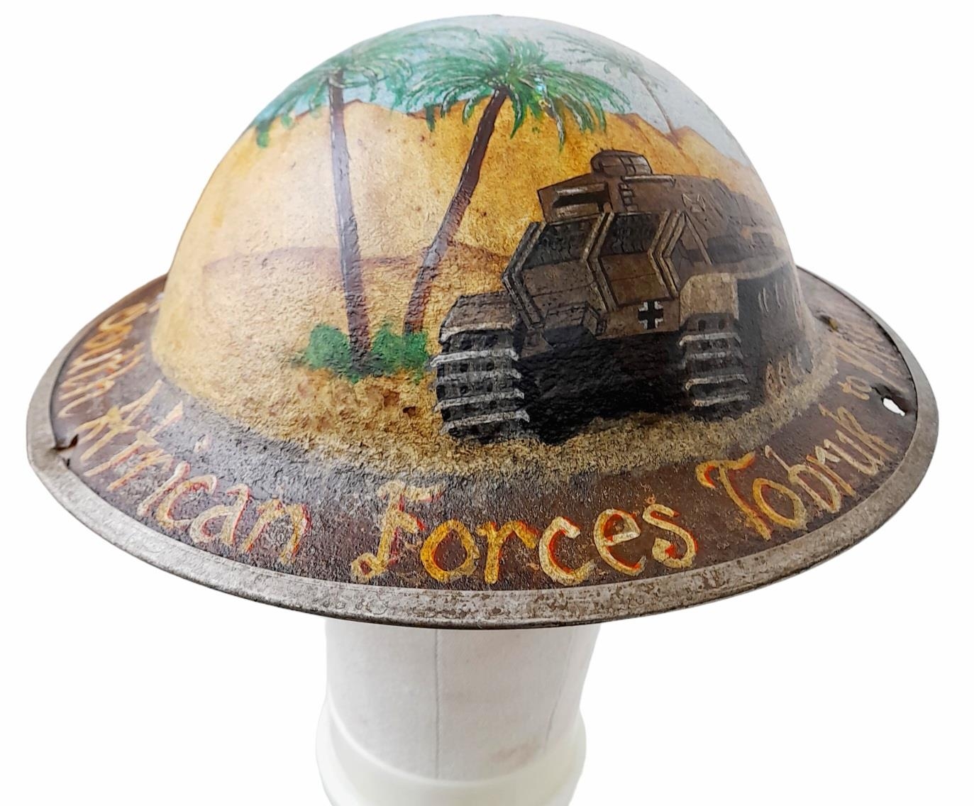 WW2 Trench Art South African Mk II Helmet “From Tobruk to Milan”