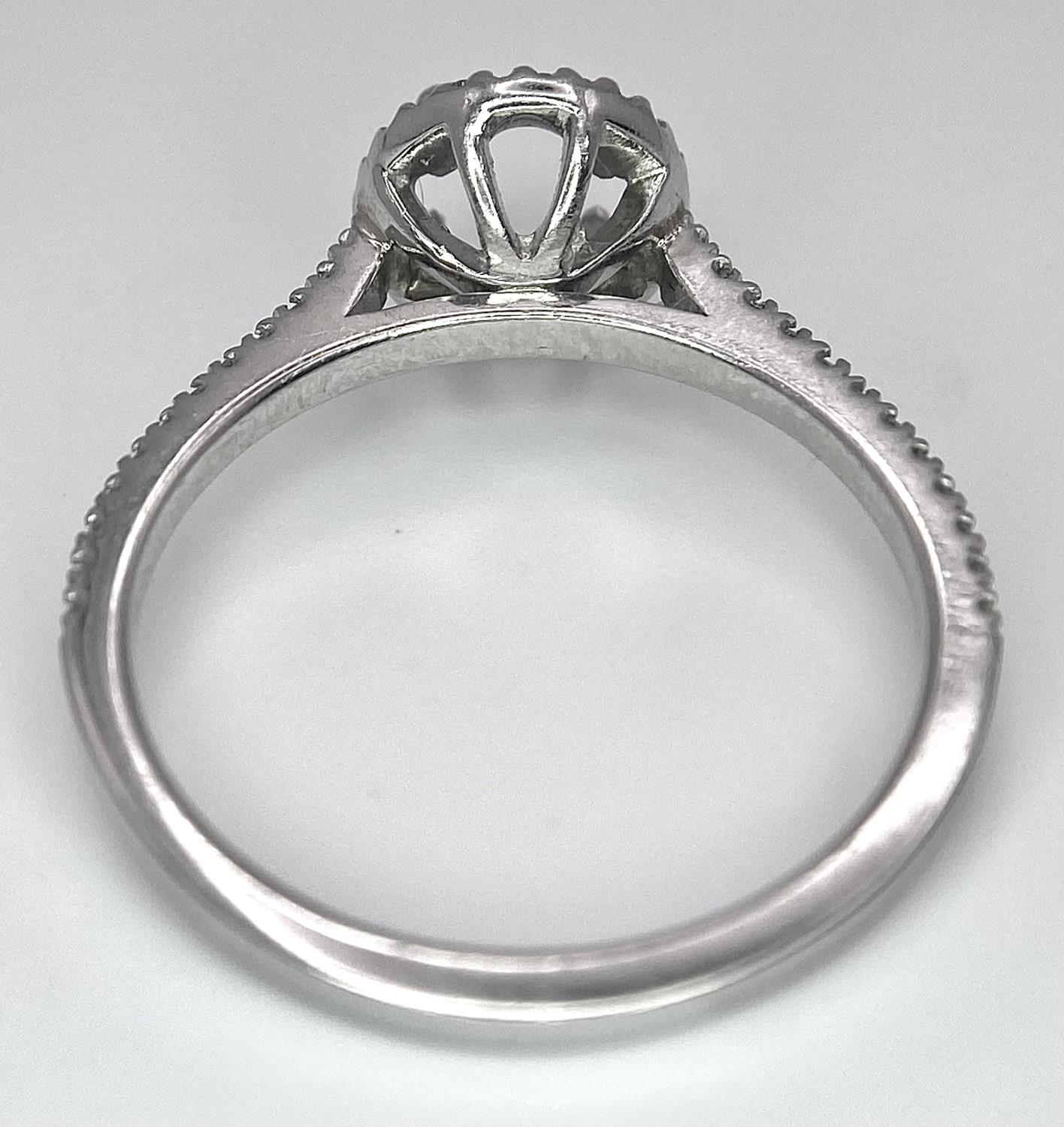 A PLATINUM DIAMOND SET HALO AND SHOULDERS RING MOUNT 0.40CT, READY TO SET YOUR DREAM GEMSTONE 4.3G - Image 5 of 6