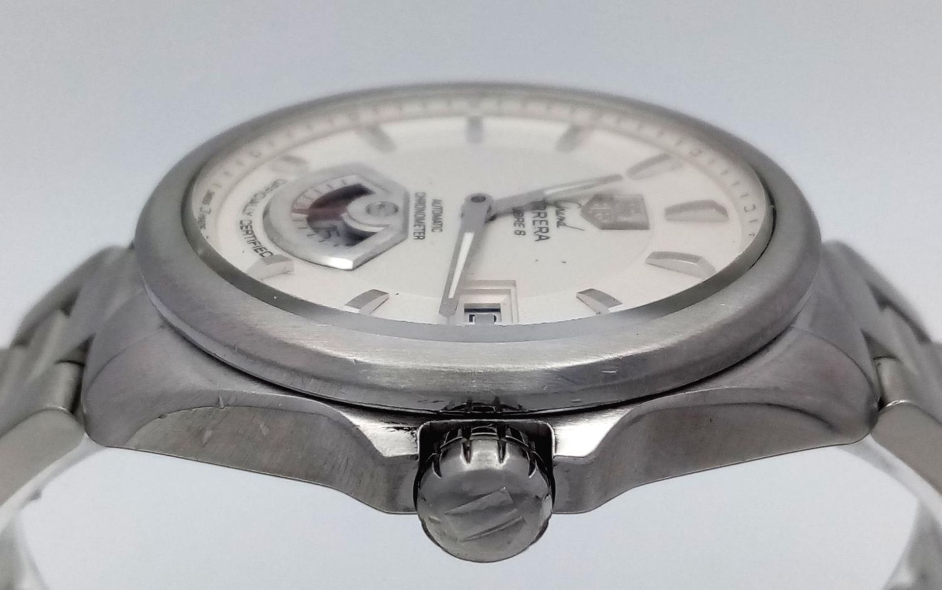 A Tag Heuer Grand Carrera Automatic Gents Watch. Stainless steel bracelet and case - 41mm. White - Image 4 of 8