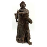 A Chinese Brass God of Wealth/Warrior Statue. 29cm tall. Markings on base.