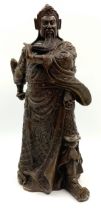 A Chinese Brass God of Wealth/Warrior Statue. 29cm tall. Markings on base.