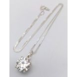 A 4ct Moissanite Pendant on a 925 Sterling Silver Necklace. 12mm and 42cm. Comes with a GRA