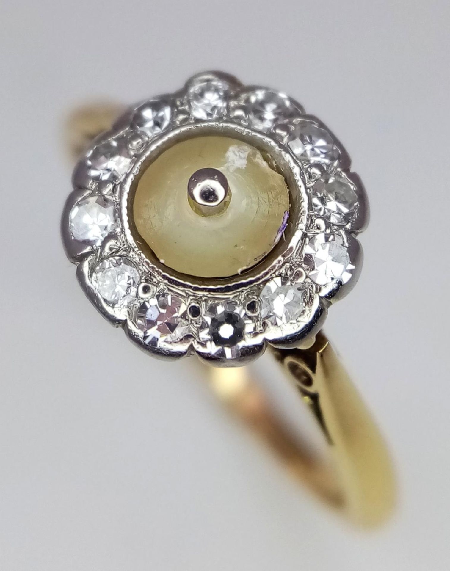 AN 18K YELLOW GOLD & PLATINUM DIAMOND RING. 0.35ctw, size L, 2.5g total weight. Ref: SC 9046 - Bild 3 aus 5