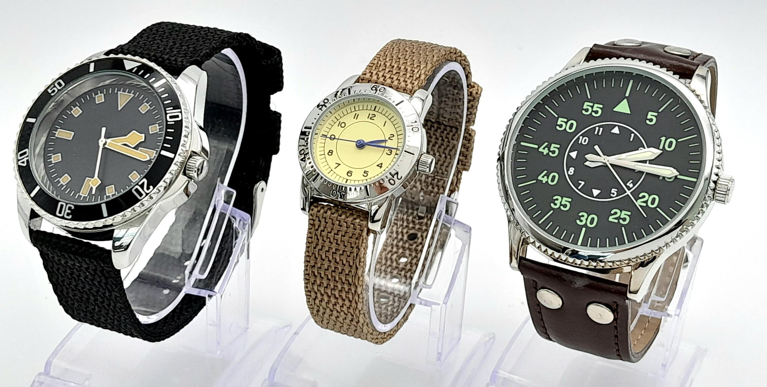 Three Unworn Military Homage Watches Comprising; 1) A German Laco Design Pilots Aviator Watch ( - Image 3 of 6