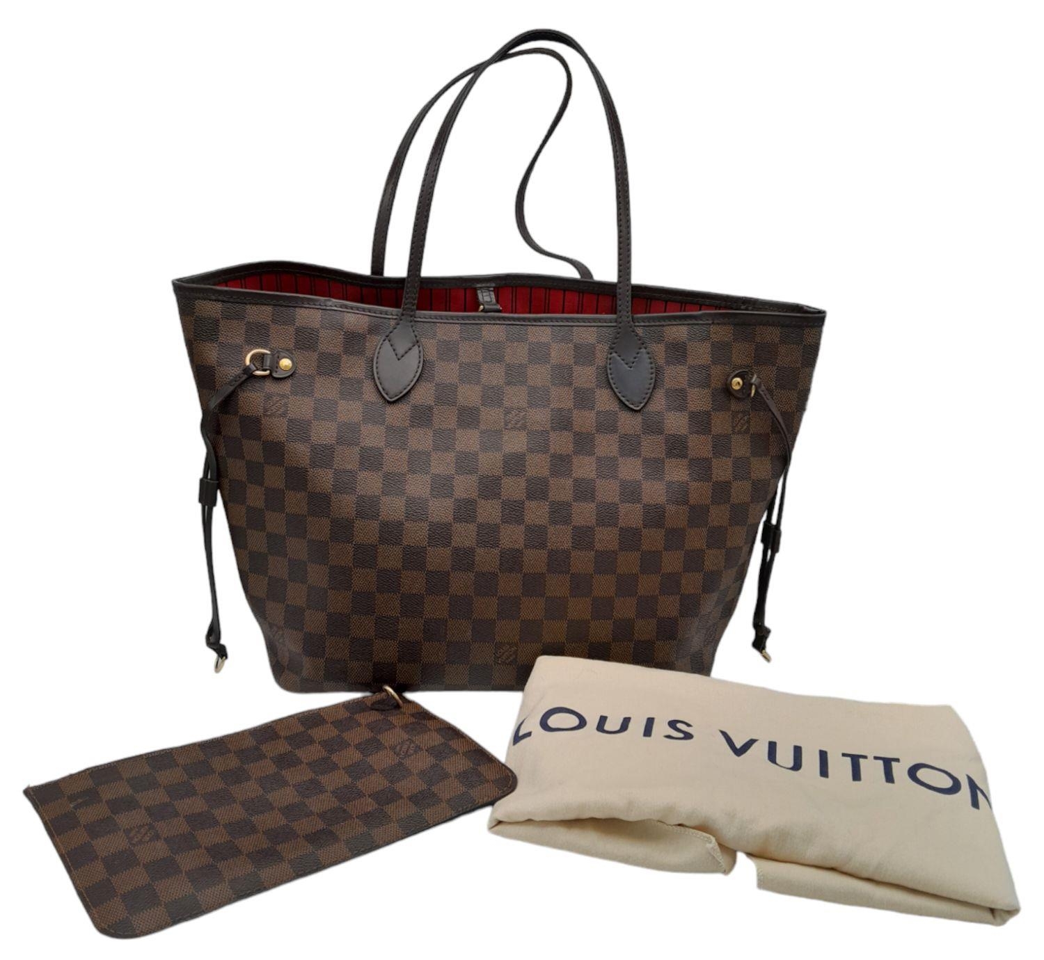 A Louis Vuitton Neverfull Damier Ebene Bag. Coated canvas exterior with leather trim, gold-toned - Image 6 of 12