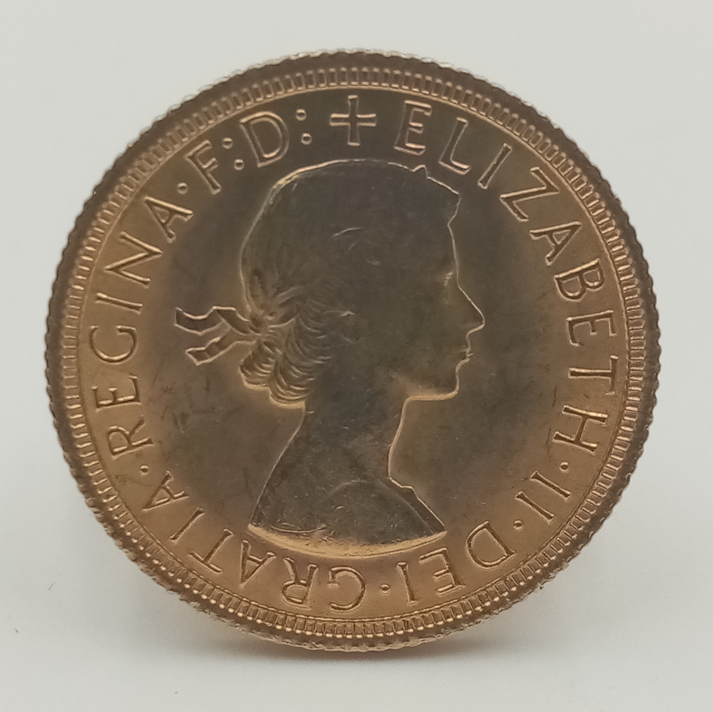 A 22 K yellow gold, young Queen Elizabeth II, 1967, full weight (8 g), good condition but please, - Bild 2 aus 3