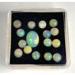 A top quality opal parcel consisting of an oval cut with dimensions: 10 x 8 x 5 mm AND fifteen round