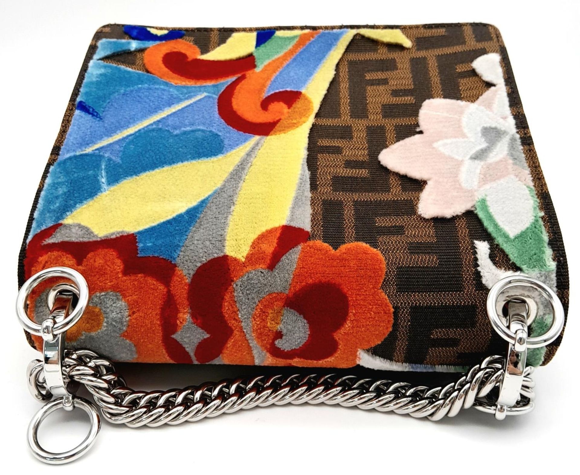 A Fendi Red Vitello Liberty Zucca Floral Kan I Crossbody Bag. Leather, canvas and carpet - Bild 2 aus 12