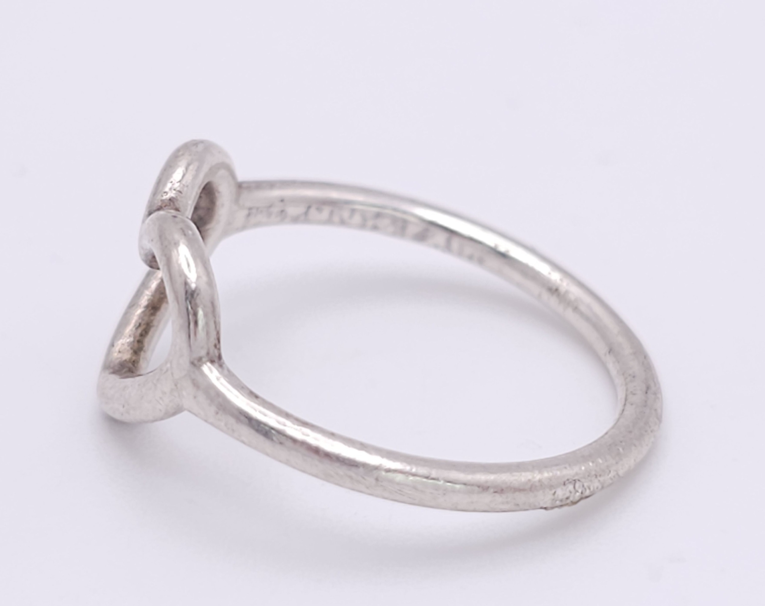 A PANDORA STERLING SILVER HEART RING. UK size N, US size 54, 2g weight. Ref: SC 8087 - Image 3 of 7