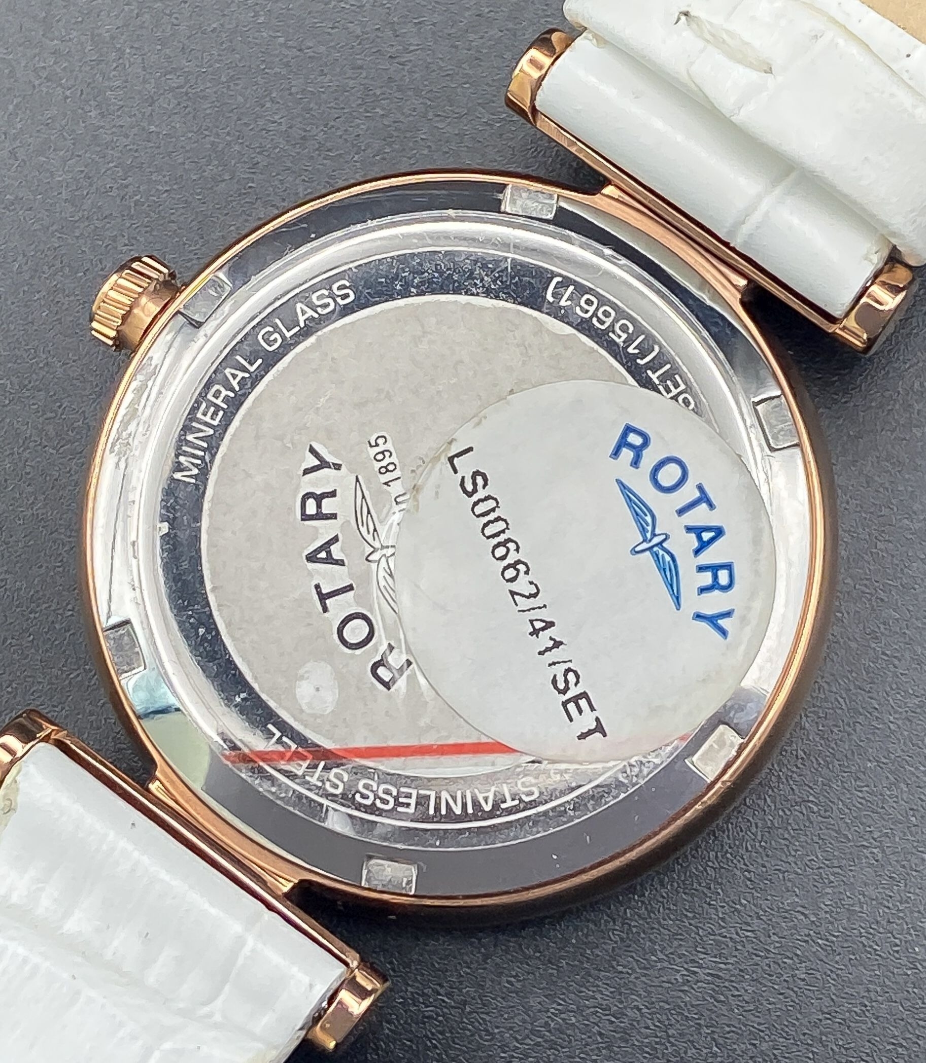 An Ex Display Ladies Rose Gold-Toned, Clear Stone Set Watch by Rotary. New Battery Fitted April - Image 4 of 6