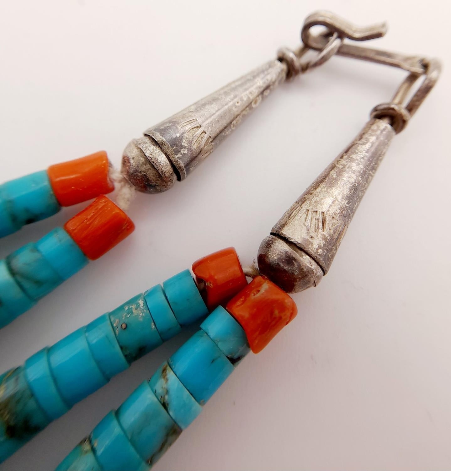 A Historically significant Navaho Native American turquoise and sterling silver double necklace. - Image 3 of 3