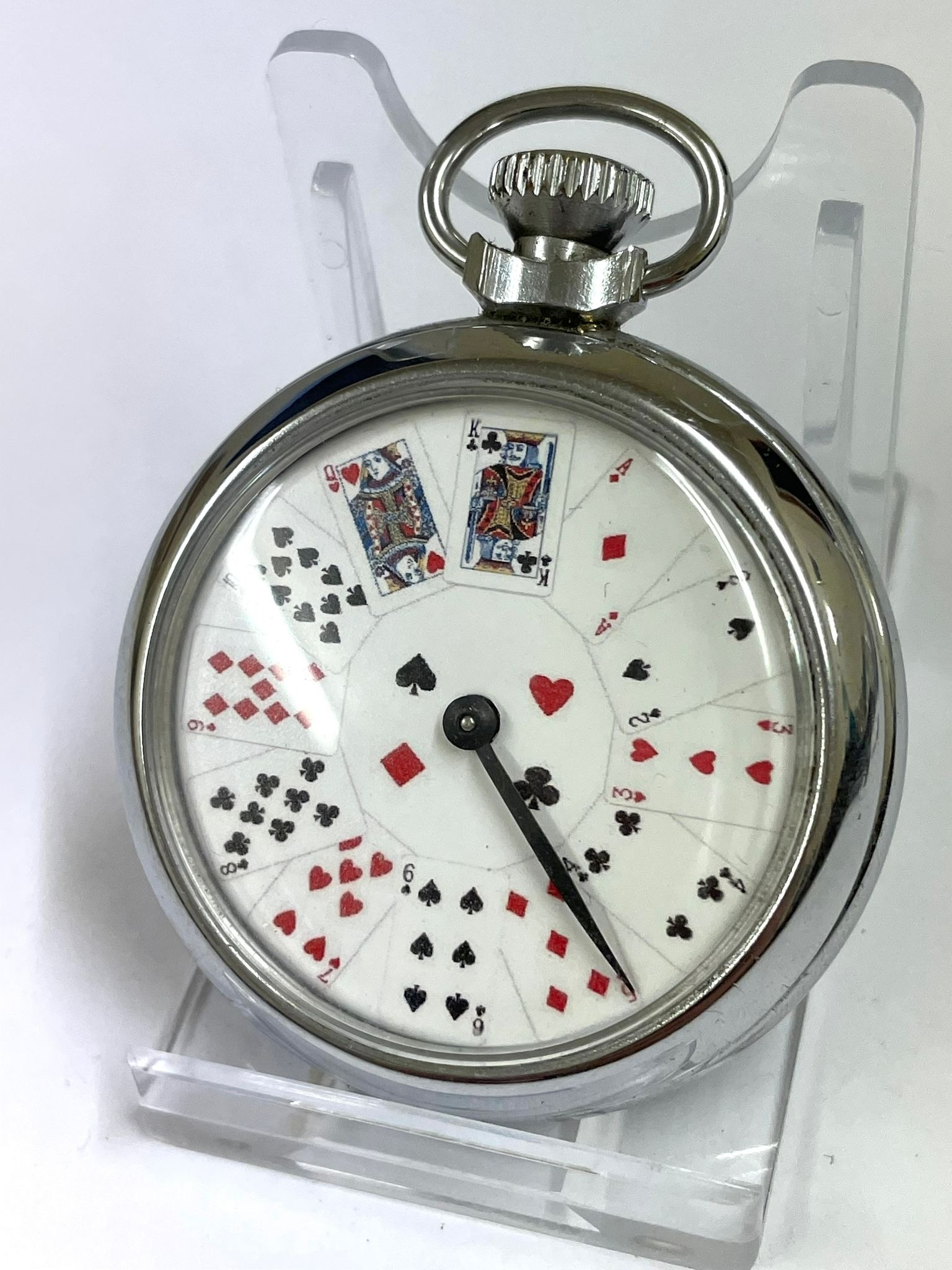 A Vintage cards spinning gaming pocket watch. In working order. - Image 2 of 2