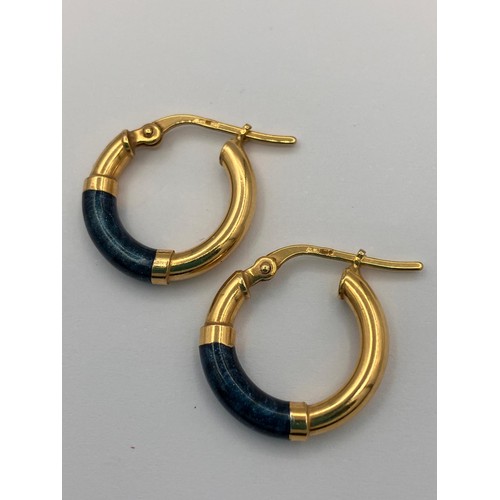 Beautiful pair of 9 carat gold and blue lab Opal earrings