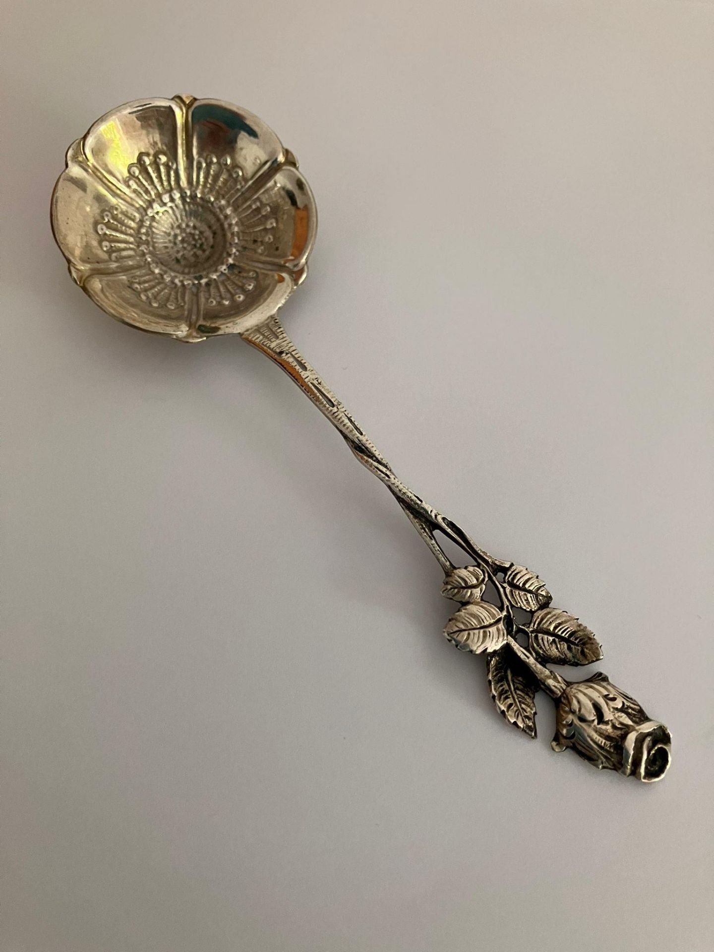 Antique Continental SILVER CADDY SPOON. Hallmark for Germany circa 1890 - 1900. Nicely decorated