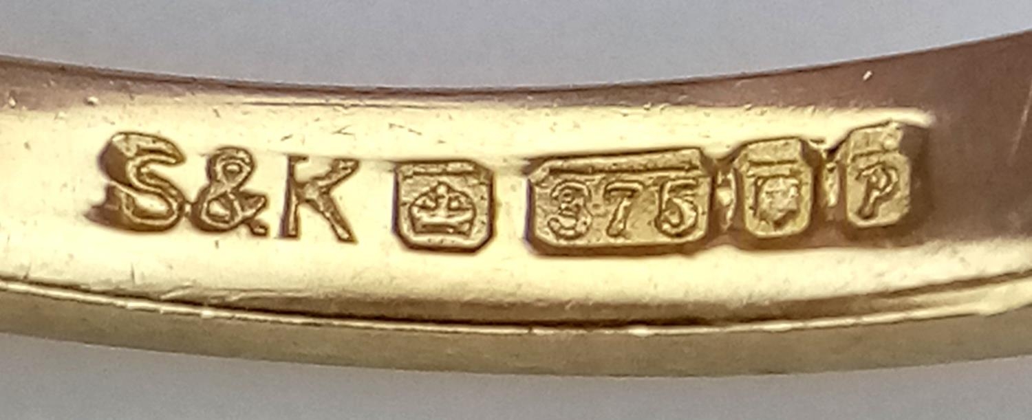 A 9K YELLOW GOLD DIAMOND & SAPPHIRE WISHBONE RING 1.8G SIZE L. ref:SPAS 9009 - Image 5 of 5