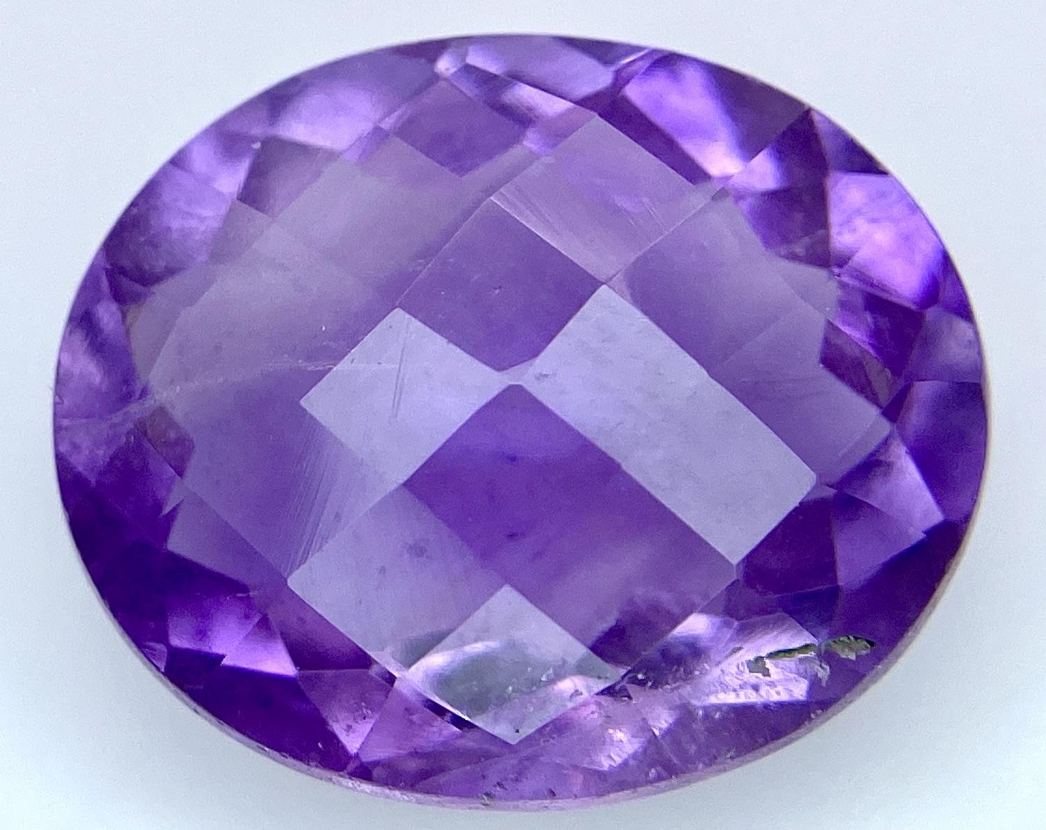 An 11.60ct Oval Faceted Amethyst - IDT Certified.