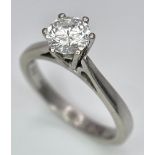 AN 18K WHITE GOLD DIAMOND SOLITAIRE RING - BRILLIANT ROUND CUT 0.70CT. 4.2G. SIZE M