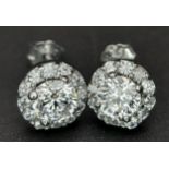 A Pair of 925 Silver White Zircon Stud Earrings.