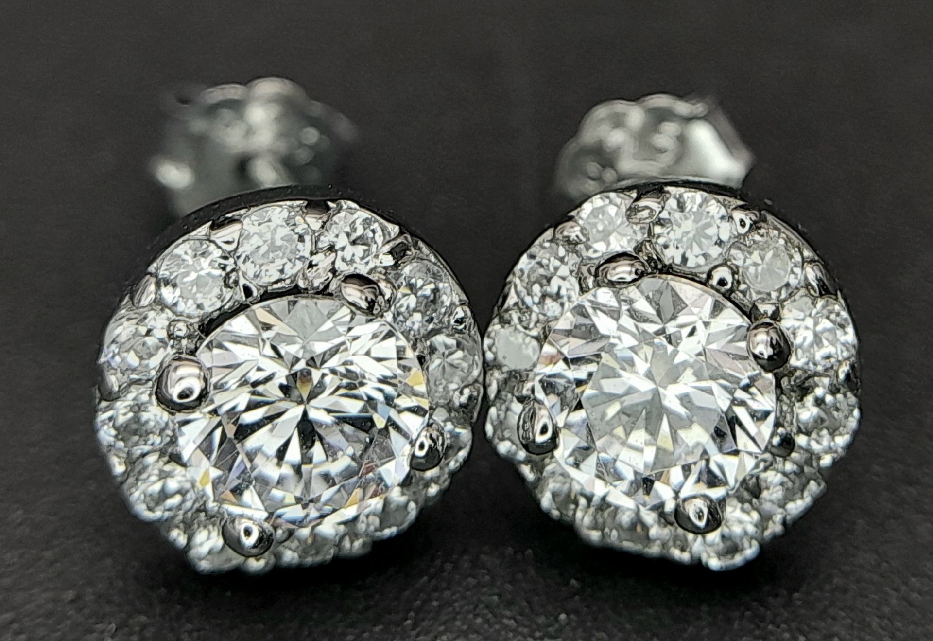 A Pair of 925 Silver White Zircon Stud Earrings.