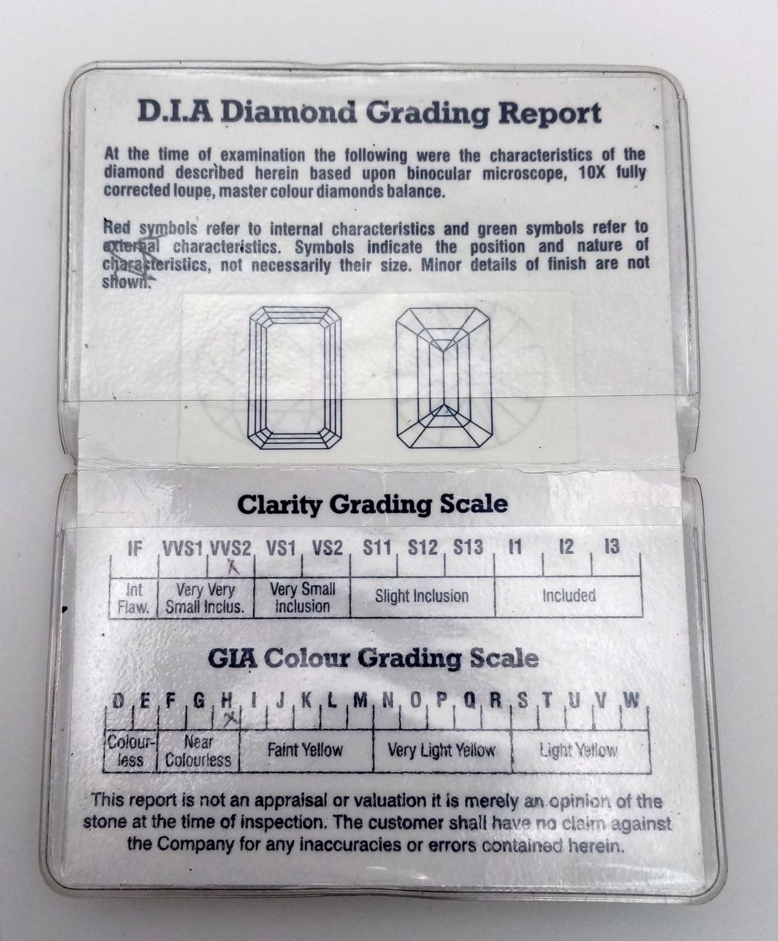 A 0.725ct Emerald Cut Diamond. VVS2 clarity. H colour. Comes with a DIA certificate. - Image 7 of 8