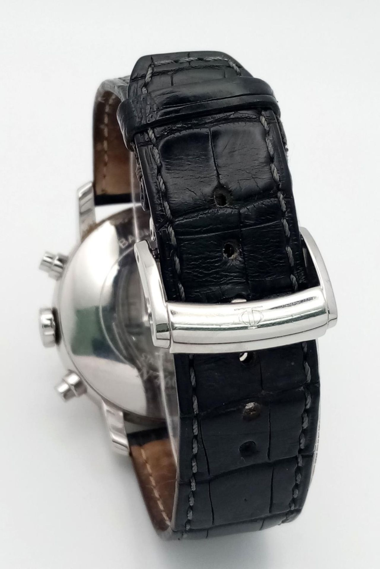 A Baume and Mercier Automatic Gents Watch. Black leather strap. Stainless steel case - 42mm. White - Bild 6 aus 9