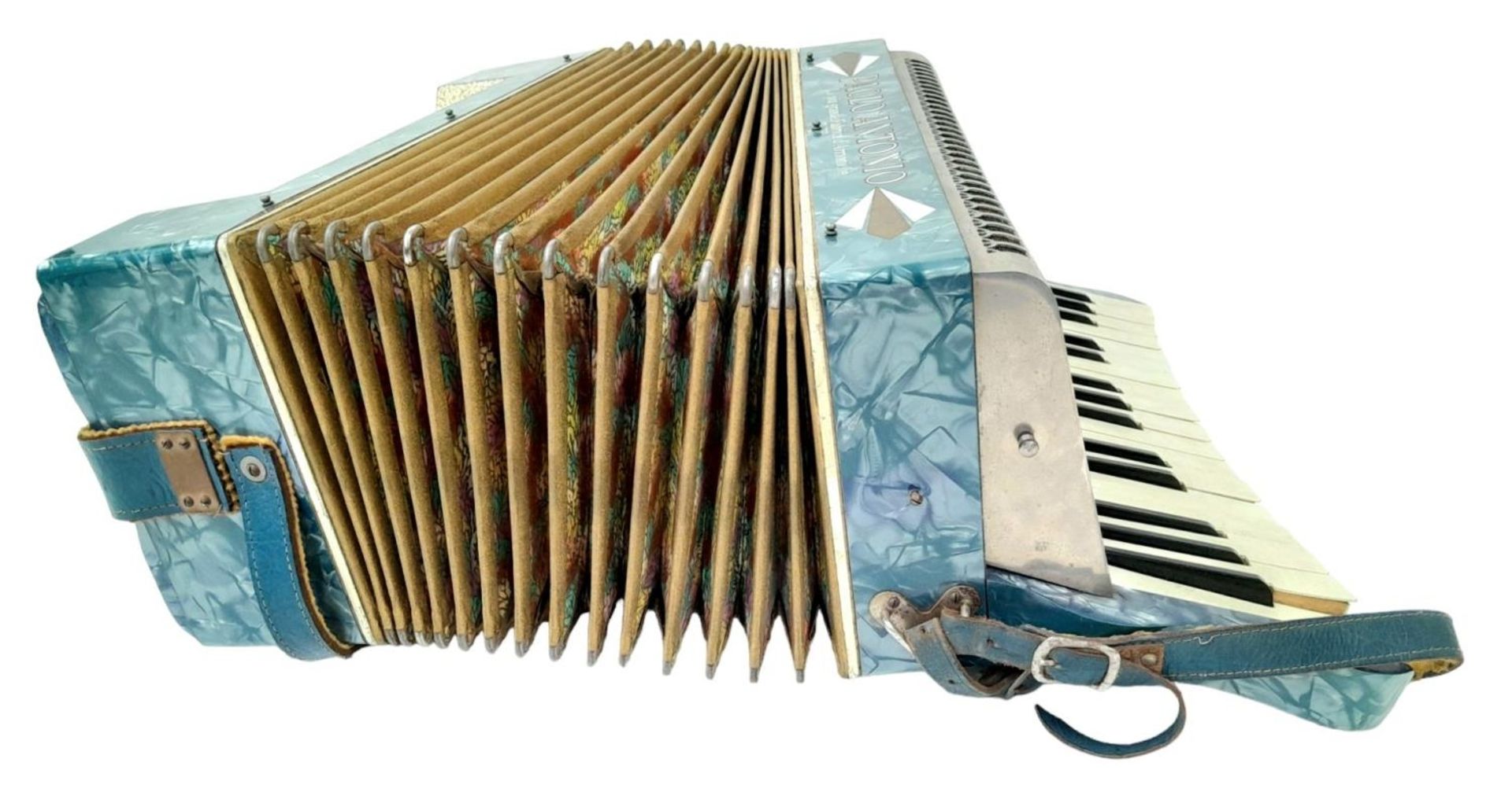 An Antique Paolo Antonio Piano Accordian in Original Case. 39cm x 39cm. Works but because of age - Image 5 of 12