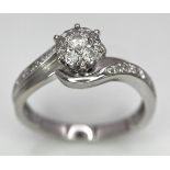 A 9K WHITE GOLD DIAMOND RING. 0.25ctw, Size L, 2.3g total weight. Ref: 8034