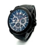 A Carl F. Bucherer Travel Tec GMT Chronograph Automatic Gents Watch. Black vulcanised rubber