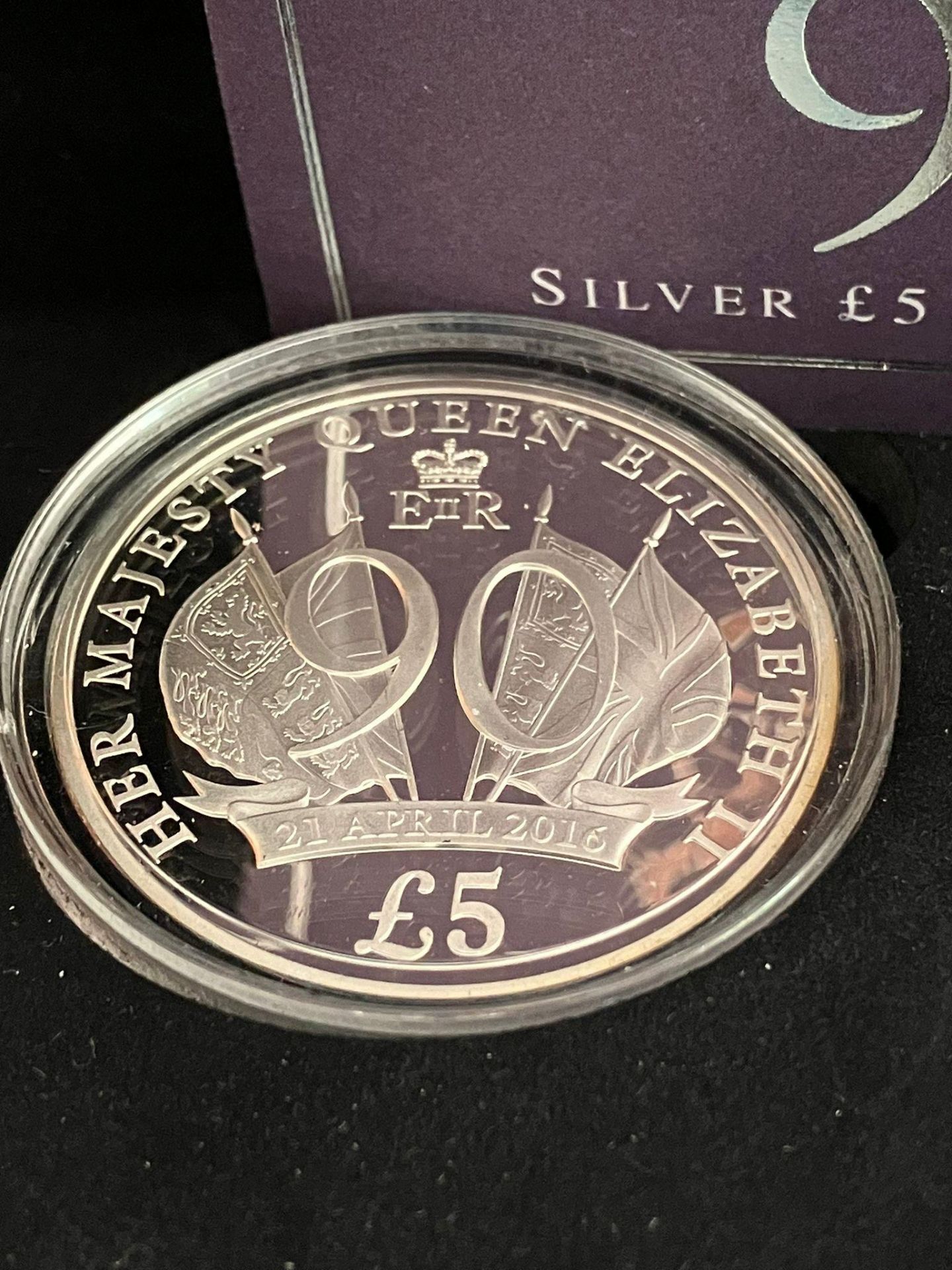 SILVER PROOF £5 COIN issued in 2016 to mark Queen Elizabeth’s 90th birthday. Complete with - Image 2 of 4