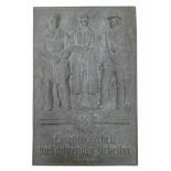 3rd Reich Deutsche Arbeitsfront (Labour Force) Cast Iron Plaque. “Adolf Hitler Respects the Labour